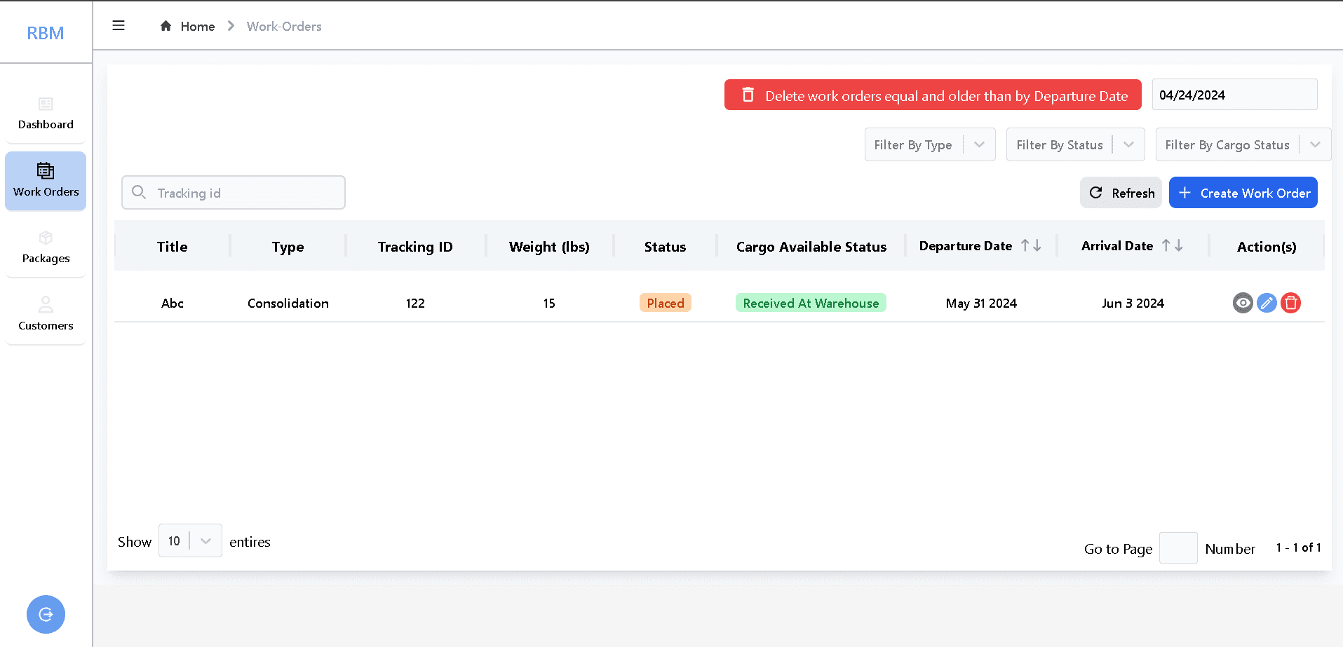 RBM Trading web operations interface, screen 3