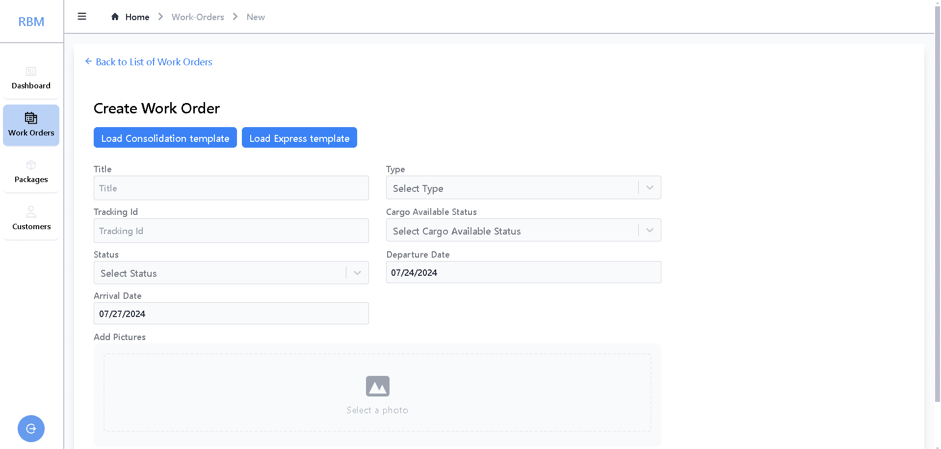RBM Trading web operations interface, screen 5